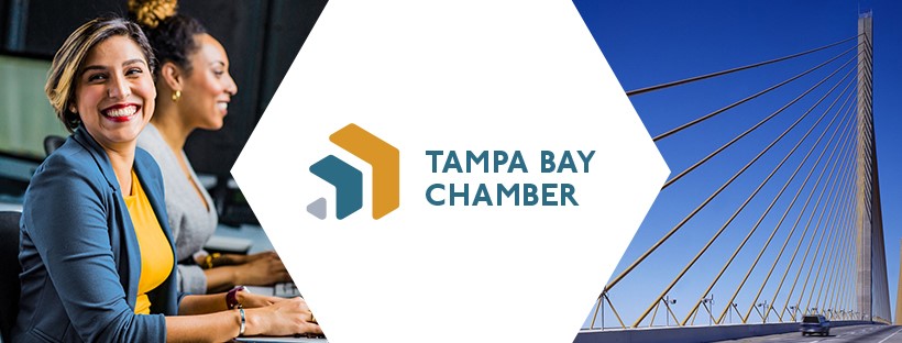 The Real Maids logo alongside the Tampa Bay Chamber of Commerce logo, highlighting the collaboration between the two organizations to enhance cleaning services in the region.